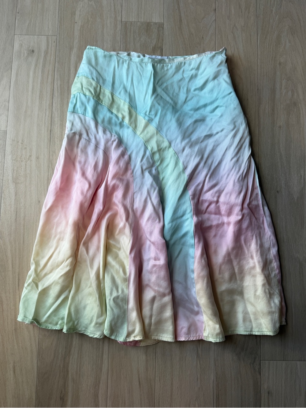 Christian Wijnants 100% Silk Pastel Rainbow Skirt Fairycore Cottagecore Size 36